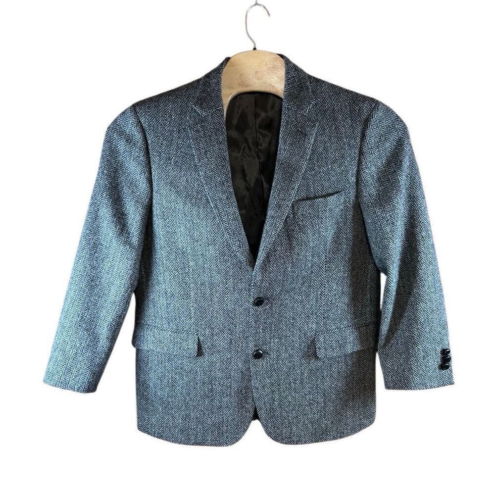 Harris Tweed Sport Coat Mens 42R Gray Herringbone Wool Blazer